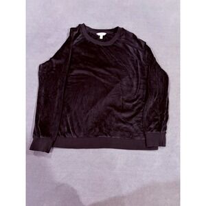 Secret Treasures Velvet Sweatshirt Girls L (12-14) Black Stretch Round Neck